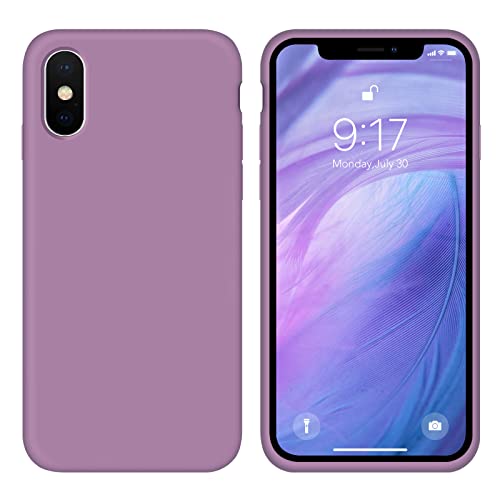 OUXUL Case for iPhone X/iPhone Xs case Liquid Silicone Gel Rubber Phone Case,iPhone X/iPhone Xs 5.8 Inch Full Body Slim Soft Microfiber Lining Protective Case (Lilac Purple)