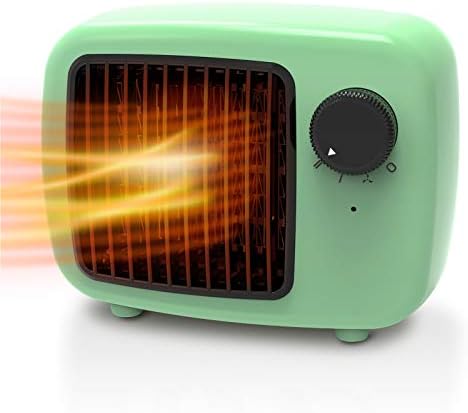 Small Space Heater, Portable Fast Heating Ceramic Heater with 3W/600W/900W Modes, Twist Switch Desk Heater with Tip-Over and Overheat Protection, Personal Electric Heater for Bedroom, Office (Green)