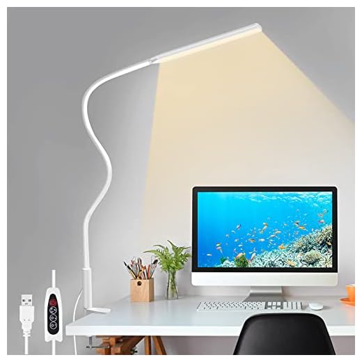 LED Desk Lamp, YOTUTUN Swing Arm Table Lamp with Clamp, Flexible Gooseneck Task Lamp, Eye-Caring Architect Desk Light, 3 Modes 10 Brightness Levels, Memory Function Desk Lamps for Home Office, 12W