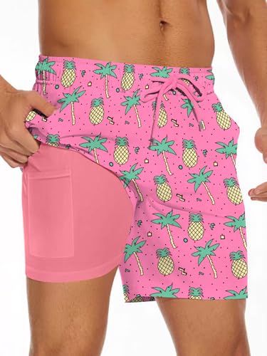 TENGINE Men's Swim Trunk with Compression Liner Quick Dry Board Shorts