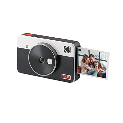 KODAK Mini Shot 2 Retro 4PASS 2-in-1 Instant Camera and Photo Printer (2.1×3.4) + 8 Sheets, White
