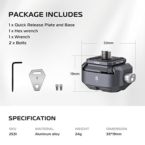 FALCAM F22 Basic Quick Release Plate Kit, Camera Mounting Adapter Convert 1/4" Thread to F22 QR System, 22mm Aluminum Camera Accessory Kit for Filmmaker & Photographer, Fits for Sony Canon DSLR Tripod by ULANZI - Image 8