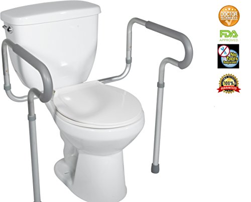 Healthline Toilet Safety Frame, Bathroom Safety Rail With Toilet Seat Assist Handrail Grab Bar, Medical Supply For Elderly, Adjustable Legs And Arm #TOP1
