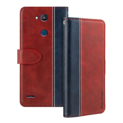 Shantime Leather Flip Case Compatible with LG X Power 3 X510 Case with Card Holder RFID Blocking Magnetic Kickstand Slim Fit Business Protective Cover(Red)