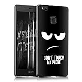 kwmobile Case for Huawei P9 Lite - TPU Silicone Crystal Clear Back Case Protective Cover IMD Design - White Black