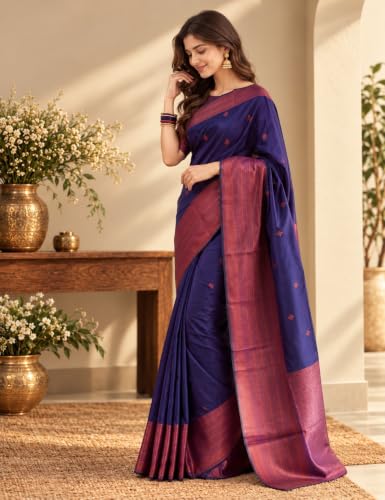 Image of Womens Banarasi Kanjivaram Silk Saree with Blouse Piece