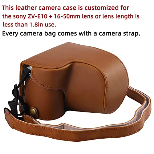 Funda de cuero PU para cámara Sony ZV-E10 color marrón miniatura 2