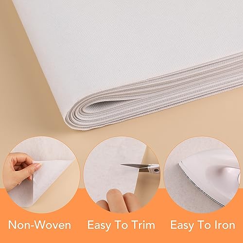 image for CAREGY Light Weight White Iron-On Non-Woven Fusible Interfacing 12 inc