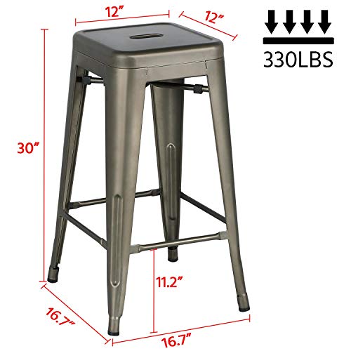 Yaheetech 30 Inches Metal Bar Stools High Backless Bar Height Stools Stackable Chairs,Set Of 4,Metal #TOP2