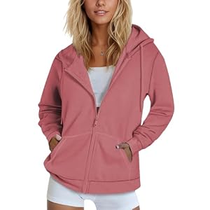 SMENG Womens Zip Up Hoodies Long Sleeve Fit Hooded Sweatshirts Fleece Lined 2026 Casual Lightweight Jacket