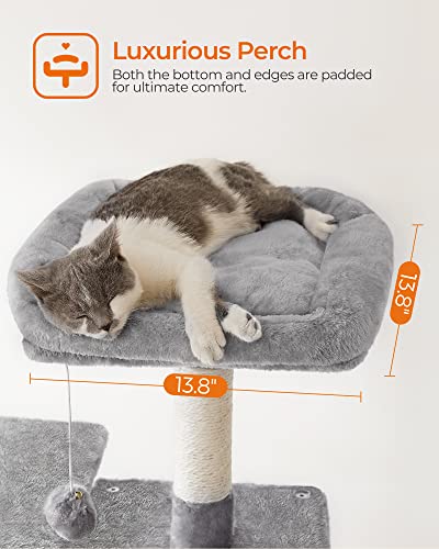 FEANDREA Cat Tree, Cat Tower, Cat Condo with Scratching Posts, Hammock, Plush Perch, Cat Activity Center, Light Gray… - Image 6