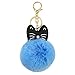 Produktbild TREESTAR Niedlich Pompom Schlüsselanhänger Kreative Schlüsselbund Schlüsselring Mode Persönlichkeit Anhänger Auto Keychain für Handtasche Handy Geld Tasche Geschenk für Freundin (Blau)
