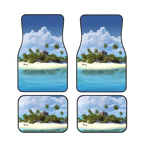 Tapis de voiture pour femme universel avec motif île et plage