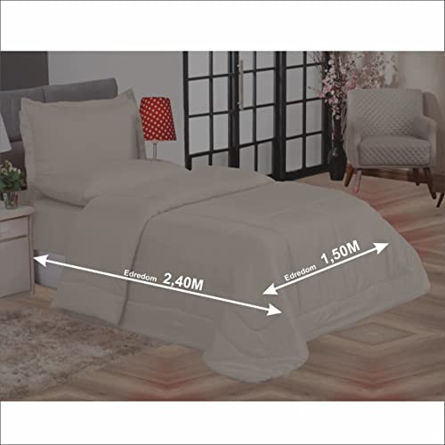 Edredom Para Cama Solteiro Microfibra Meia Estação (Bege)