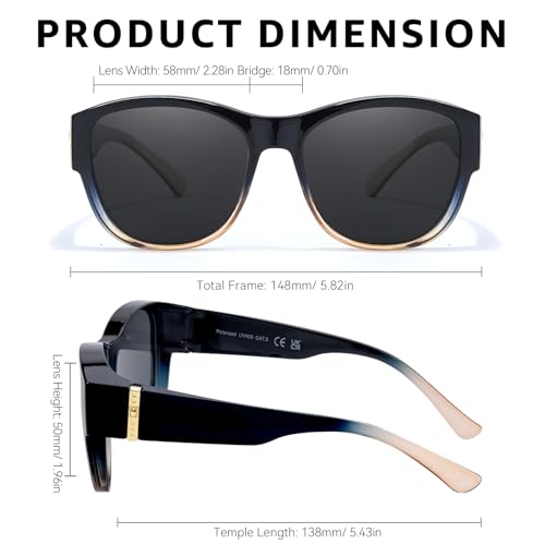TJUTR Fit Over Glasses Sunglasses for Women, Trendy Polarized Wear Over Shades, UV400 Protection2