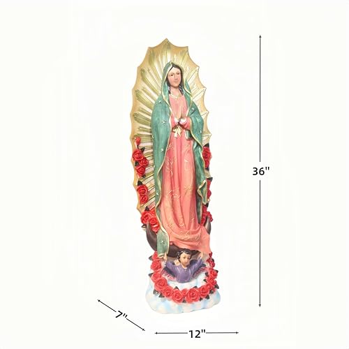 Estatua religiosa de Nuestra Señora de Guadalupe 36 pulgadas alta miniatura 4