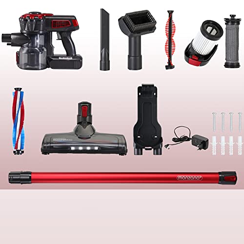 Aspirateur Balai sans Fil 4en1 120W Buses brosses LED autonomie 40 Minutes Multifonction Nettoyage Maison Gris/Rouge - Image 3