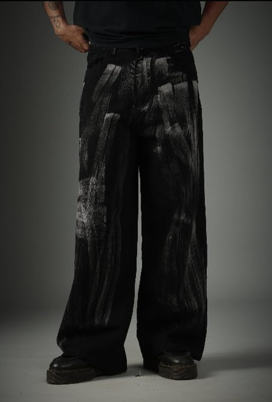 Image of CHAPTER 2 Brushed Baggy Denims Premium Black Relaxed Fit Jeans