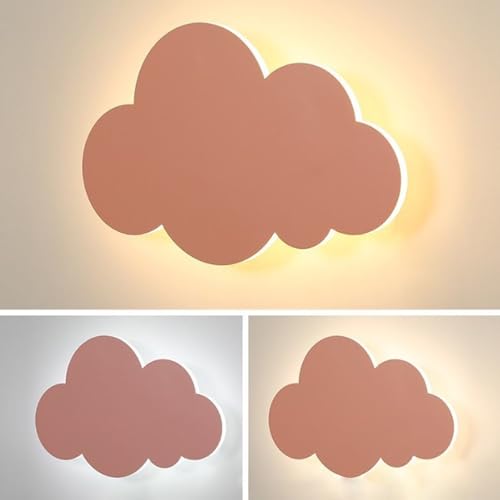Aplique de pared nube LED rosa recargable con interruptor de cadena para salón y cuarto 5