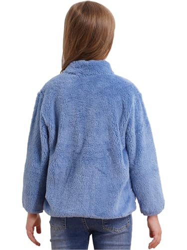 Kids Girls Boys Long Sleeves Fleece Jacket Full Zip Sherpa Warm Coat with Pockets Outerwear Winter Causal Wear4