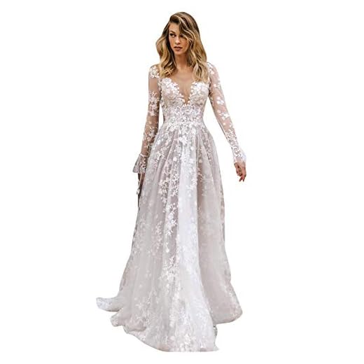 Hunpta Dam spets aftonklänningar elegant långärmad brudklänning lång festklänning balklänningar festklänningar bröllopsklänningar sommarklänningar maxiklänningar för bröllop, #01_vit, M