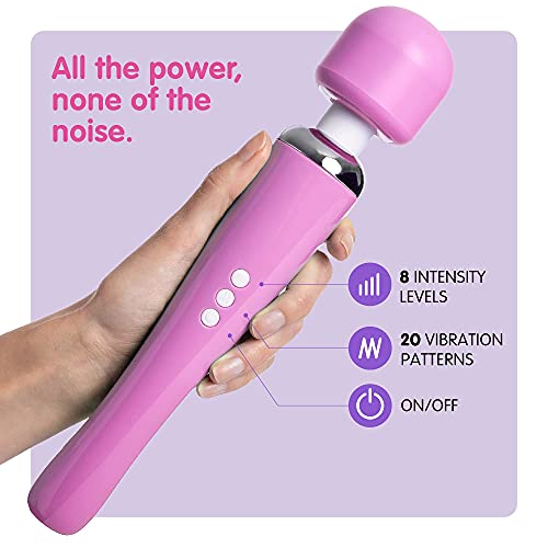Image of Oliver James Large Wand Massager w / 20 Vibration Modes, 8 Speeds (Pink)