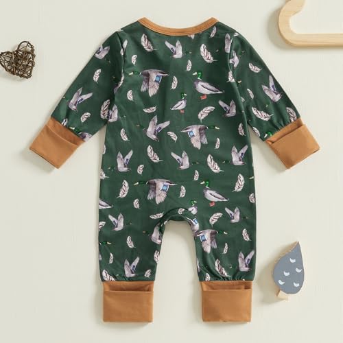 Baby Boy Girl Hunter Clothes Mallard Duck Romper Jumpsuit Long Sleeve Zip Up One Piece Overalls Hunting Baby Clothes2