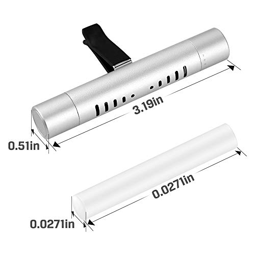 Car Diffuser Vent Clip Cylindrical Essential Oil Car Diffuser Vent Clip Aromatherapy Vehicle Air Vent Clip with 12 Refill Sticks Silver(2 packs) - Thumbnail 2