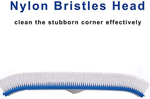 GLORYA Swimming Pool Brush with 8ft Pole - 18\" Polished Nylon Bristles Pool Brush Head - Brush Designed for Cleans Walls Tiles and Floors - Thumbnail 6