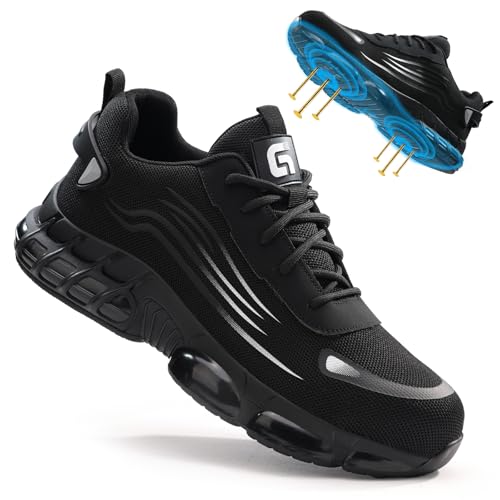 Image of Steel Toe Work Shoes for Men Lightweight Safety Shoes with Puncture Resistant Sole Comfortable Construction Industrial Work Shoe for Warehouse