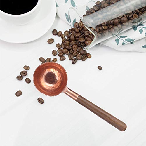 Wood Handle Living Coffee Scoop, Multi Function Coffee Measuring Spoon, Black Walnut Measuring Scoop, Kitchen Supplies Red Copper For Sugar Tea Coffee Flour #TOP5