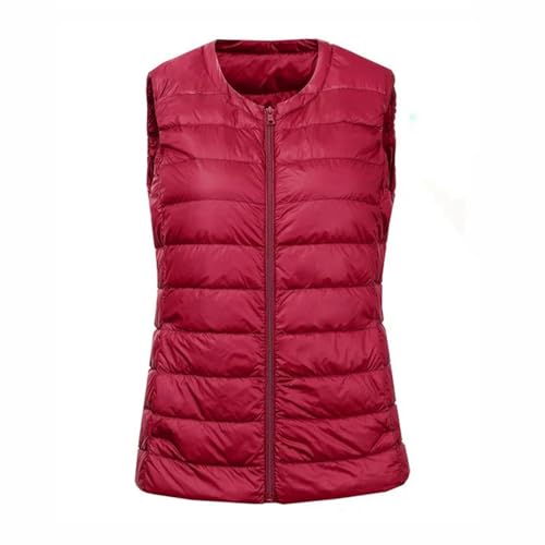 Chaleco sin mangas para mujer color sólido forrado y corto con cuello redondo de invierno