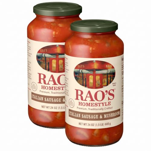 Rao's Homemade Sausage &amp; Mushroom Sauce Made with Italian Tomatoes, 24 oz (Pack of 2)
