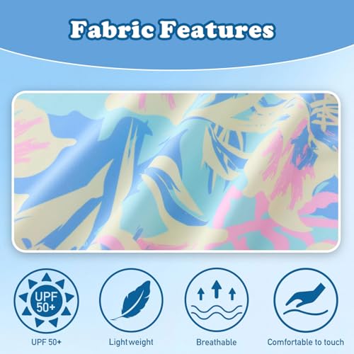 Image of UMELOK Girl Rash Guard Swimsuit 2-Pieces Long Sleeve Bathing Suit 4-12Years
