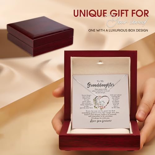 Special Present For Granddaughter Necklace From Grandpa and Grandma, "Life Is About Learning How To Dancing In The Rain" Necklace, Birthday Gift For Granddaughter With Luxury Gift Box and Meaning Message Card4