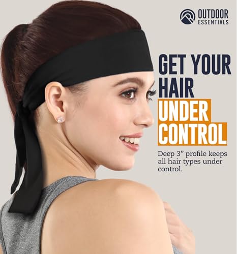 Image of OutdoorEssentials Tie Headband - Sweat-Wicking Running Headband - Hair Control Head Tie - Ninja Costume Accessories