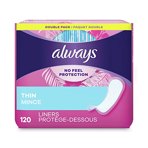 always 10796pk dailies thin liners regular 120pack