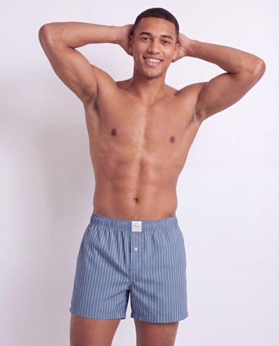 Image of Real Essentials 3 Pack: Men's Woven Cotton Poplin Lounge Shorts Sleep Casual Comfy Loose Fit Elastic Waist PJ Bottoms Pockets