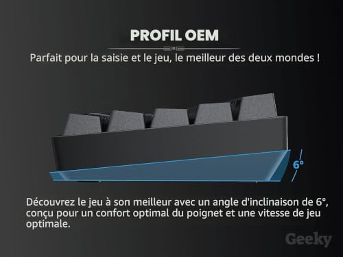 Geeky GK61 SE 60% | Clavier de Jeu Mécanique | 61 Touches Multicolores Rétroéclairées RGB LED pour Gaming PC/Mac | ANSI US Clavier Américain (Noir, Mechanical Speed Yellow) – vue 7