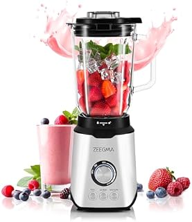 ZEEGMA Grand Vitamine Blender Kielichowy, Silnik 1600W, 3 Automatyczne Tryby Pracy, Duży Kielich 1,75L, 6 Noży, Regulacja Prędkości, Funkcja Thermofuse, Metalowa Obudowa, Podświetlenie Led, Czarny, Szary, Ze-Grand Vitamine