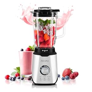 Zeegma Grand Vitamine Blender 1600W – 1,75L Glazen Kan, 3 Automatische Modi, Roestvrijstalen Messen, BPA-vrij, Ideaal voor Smoothies en IJscrushen, Veilig en Eenvoudig te Reinigen