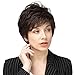 Emmor Short Dark Brown Blend Human Hair Wigs for Women and Lady - Natural Hair Pixie Cut Wig With Bang , Daily Use ( Color 6#)