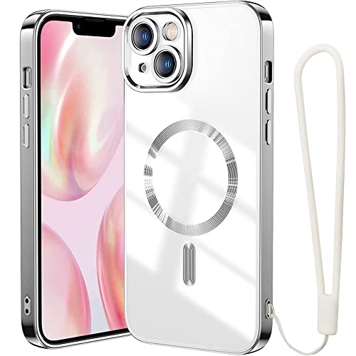 Étui de chargeur sans fil magnétique silicone argent pour iPhone 13 Pro Max antichoc
