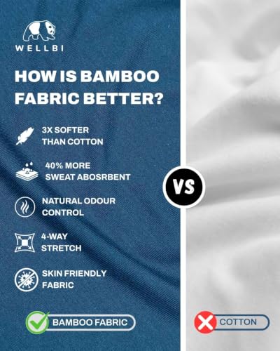 Image of Wellbi Bamboo Performance T-Shirt for Men | Raglan Sleeve Gym Training Sportswear | Quick Dry Moisture Wicking Anti-Bacterial | Ultra-Soft Breathable Eco-Friendly Activewear