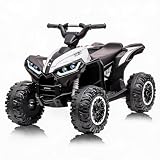 GarveeMore Quad Électrique Enfant 12V, ATV Électronique avec LED, Musique, Klaxon – 2 Vitesses (3 6 km/h), 83x53x56cm, Idéal Cadeau Fille Garçon 3 6 Ans – Couleur Blanc