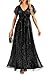 Pinup Fashion Black Formal Dresses for Women Evening Gowns Gala Prom Long Wedding Guest Elegant Sequin Sparkly Maxi Dress with Sleeves