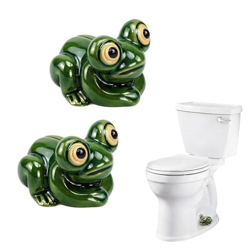 Funny Frog Toilet Bolt Covers - Ceramic Bathroom Decoration, Tool-Free Covers for Toilet Seat Upgrade, 2.17 Inch Base Fits Standard Bolts (B-2Pcs)
