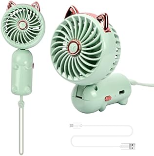 Cozlly Handheld Fan, Mini USB Fans, Rechargeable Battery Portable Fan with 3 Speed, Small Hand Held Personal Fans Foldable Desktop Fans for Girls Women Kids Outdoor Travel Office Home Camping (Green)