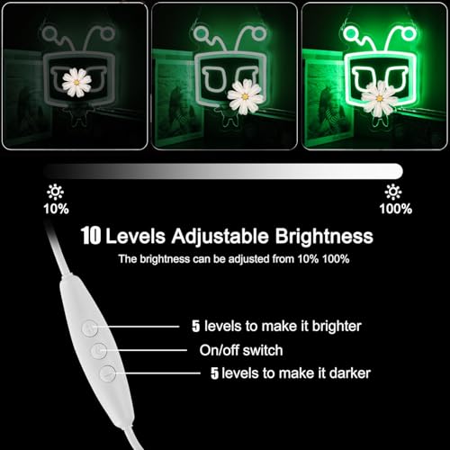 Image of Retro TV Head Neon Sign Dandy Sign Smile TV Character LED Neon Light for Wall Decor, Dimmable Light for Bedroom Bar Wedding Party Children's Room, Christmas Gift for kids