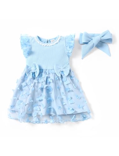 PATPAT Baby Mädchen Tüllkleid mit Kurze Ärmel, Tutu Kleid Kleinkind...